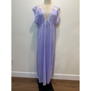 Vtg Natori Lavender Nightgown Lace Sz S Maxi Nightie Slip Dress Coquette Bridal